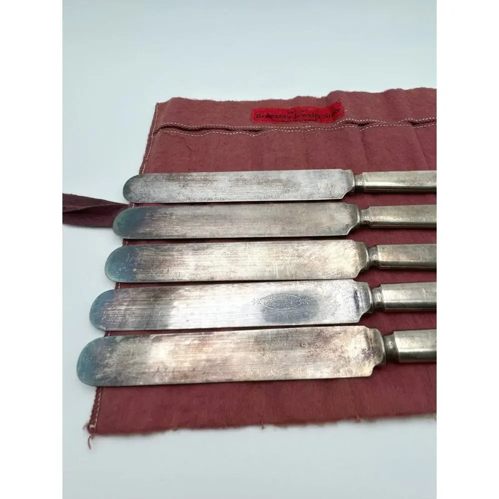 1847 Rogers Bros Silverplate Blunt Dinner Knives Set of 5 Triple Silver Plate